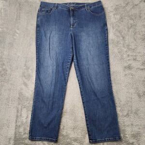 Gloria Vanderbilt Jeans Women 18W Blue Amanda 2.0 Slim Leg Slimming Embroidered